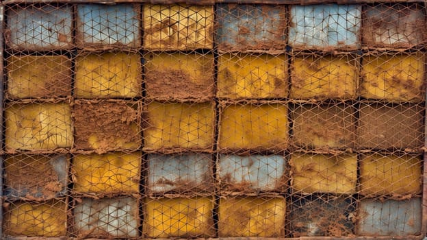 Abstract metallic grid background. Rusty industrial grid texture. Generated AI