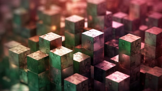 Abstract background with structure of cubes. Colorful cubes texture for technology backdrop. Generated AI