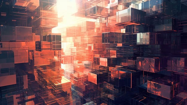 Abstract background with structure of cubes. Colorful cubes texture for technology backdrop. Generated AI