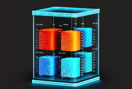 Big data abstract concept with data clusters collected by server. Digital sorting and management concept. Generated AI