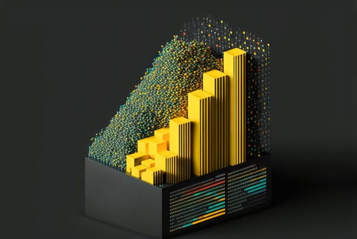 Abstract data graph concept with data clusters and particles. Digital sorting and management concept for business and finance. Generated AI