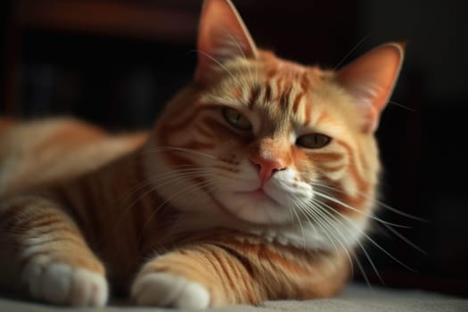Portrait of the cute cat staring. Beautiful kitten looking deep. Generated AI