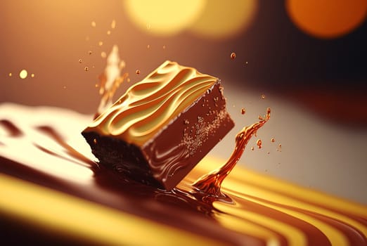 Chocolate bar with a splash of hot cocoa drops