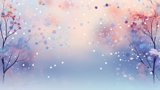 Abstract blurred background with flowers in the cold garden. Generated AI