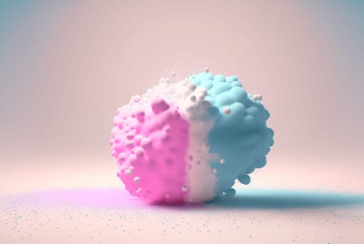 Abstract foam clouds with splashing forms and drops. Colorful foam cloud background. Generated AI