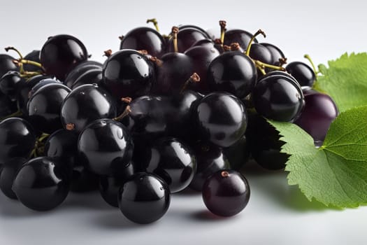 Black currant on background. Juicy black berries, fresh and sweet. Generated AI