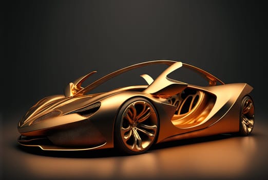 Abstract futuristic car with shiny reflections. Beautiful conceptual supercar. Generated AI