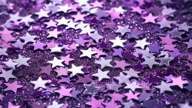 Abstract shiny background with purple glitter. Scattered confetti sparkles with light purple color. Generated AI