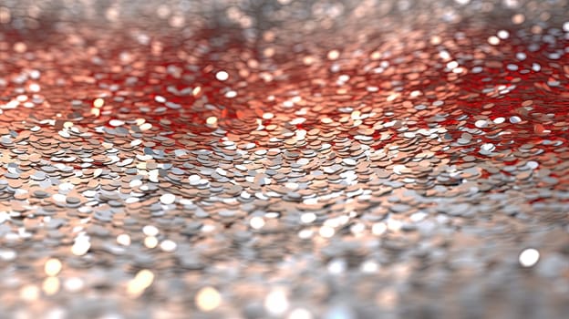 Abstract shiny background with red glitter. Scattered confetti sparkles with red color. Generated AI