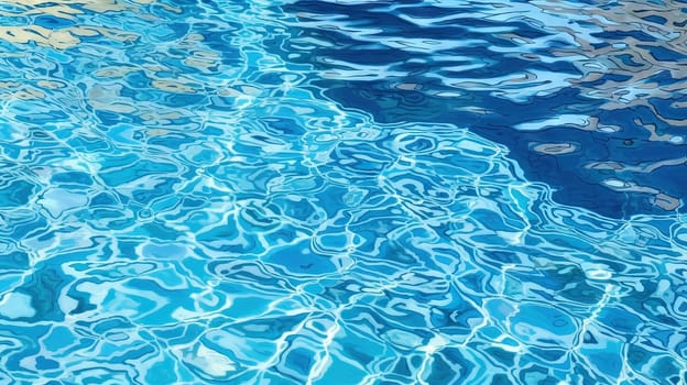 Ripples on the blue pool water. Shiny waves of clean pool water. Generated AI