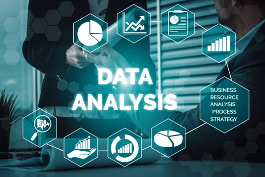 Data Analysis for Business and Finance Concept. interface showing future computer technology of profit analytic, online marketing research and information report for digital business strategy. uds