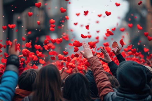 people on the street celebrate valentines day with love and joy pragma