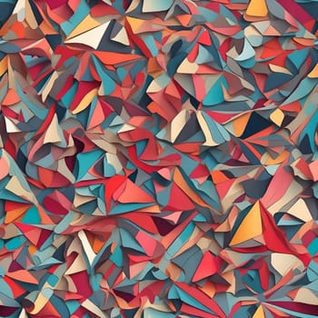 A vibrant and visually engaging seamless pattern featuring a multitude of colorful paper shapes.