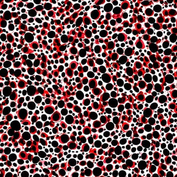 A seamless pattern featuring a black and white background with red spots.