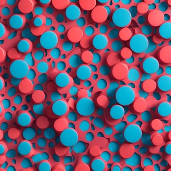 A seamless pattern featuring a multitude of blue and red circles arranged in a large group.