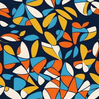 This photograph showcases a vibrant painting consisting of a multitude of different colored shapes arranged in a seamless pattern.