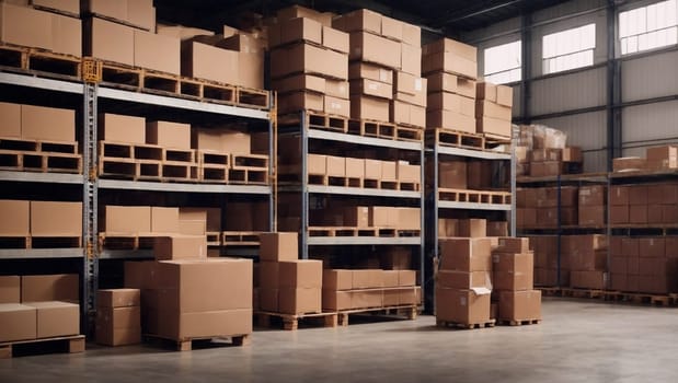 A bustling storage facility filled with numerous boxes, containing inventory ready for distribution and long-term storage.