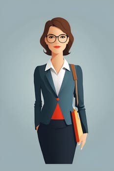 A woman in a business suit confidently holds a folder, ready for an important meeting.