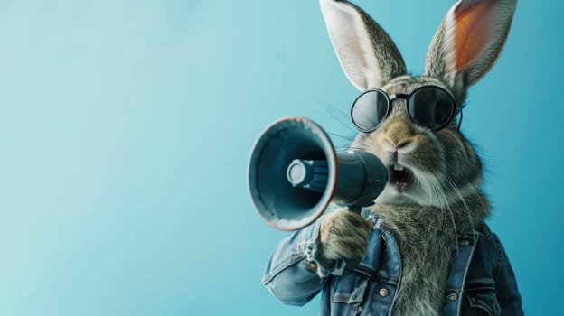 Bunny with megaphone and sunglasses