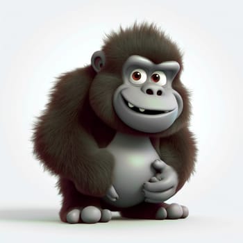 Grinning animated cartoon gorilla character on a clean background