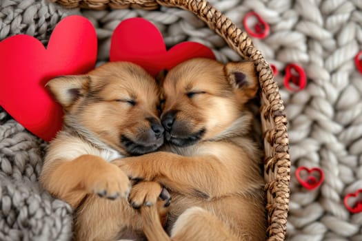 Cute puppy couple in love on valentines day Pragma