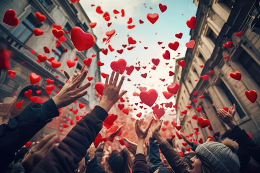 people on the street celebrate valentines day with love and joy pragma