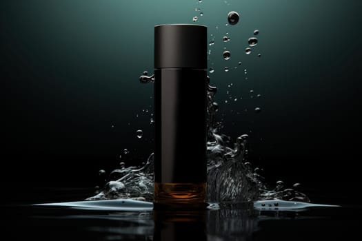 ads fragrance on black background. Generative AI.