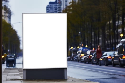 Blank digital signage screen in a public place, ideal for customization. Generative AI.