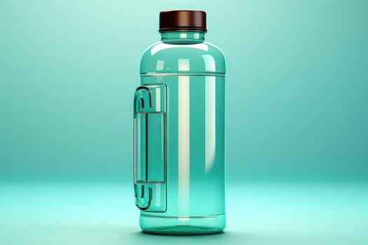 mockup empty water bottle with clear platic lid. Generative AI.