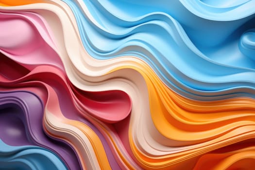 Rainbow Liquid pastel wavy melted plastic texture. Generative AI.