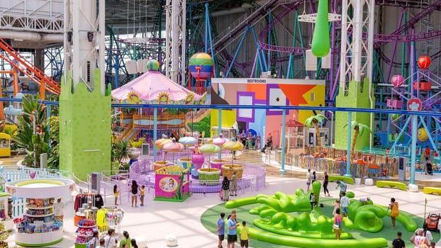 Nickelodeon Universe amusement park at the American Dreams mall. Largest indoor amusement park in the United States. East Rutherford, New Jersey - July 15, 2023