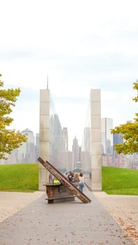 Empty Sky Memorial New Jersey for September 11 Terrorist Attack with Engraved Names of Victims. Patriot Day - New Jersey NY USA 2023-07-30.