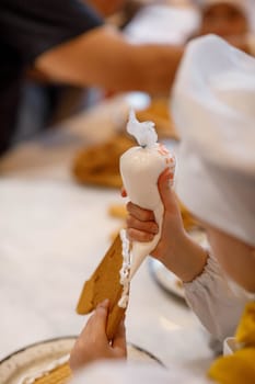 gingerbread hands master class child. High quality photo