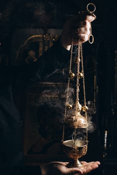 censer in church incense and smoke. High quality photo