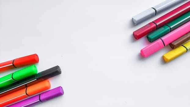 Multicolored Felt Tip Pens with colour lines.Copy space