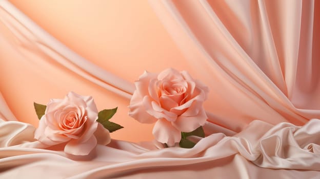 Romantic Pink Blossoms: Elegant White Rose Flowers on Soft Pastel Background