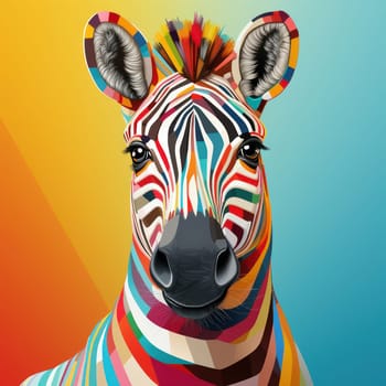 Wild Stripes: A Majestic Zebra's Head - Illustration of an African Animal Embracing Nature's Camouflage with Exotic Fauna. A Captivating Black and White Silhouette Cartoon Art, Depicting the Beauty of Zebra's Hair Pattern in a Multicolored Abstract Lines Texture. Perfect for Business Design, Fashion Print, or Jungle-themed Projects.