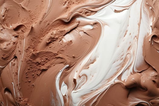 Texture of chocolate and vanilla ice cream together.
