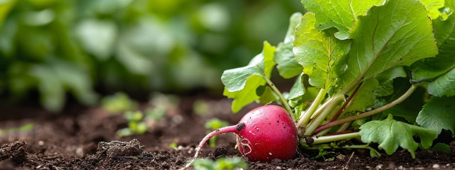 Radishes growing in the garden. selective focus. Food Generative AI,