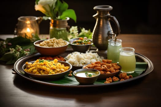 A tray with oriental food, a jug and a lit candle. Guess the holiday.