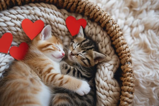 Cute cat couple in love on valentines day Pragma