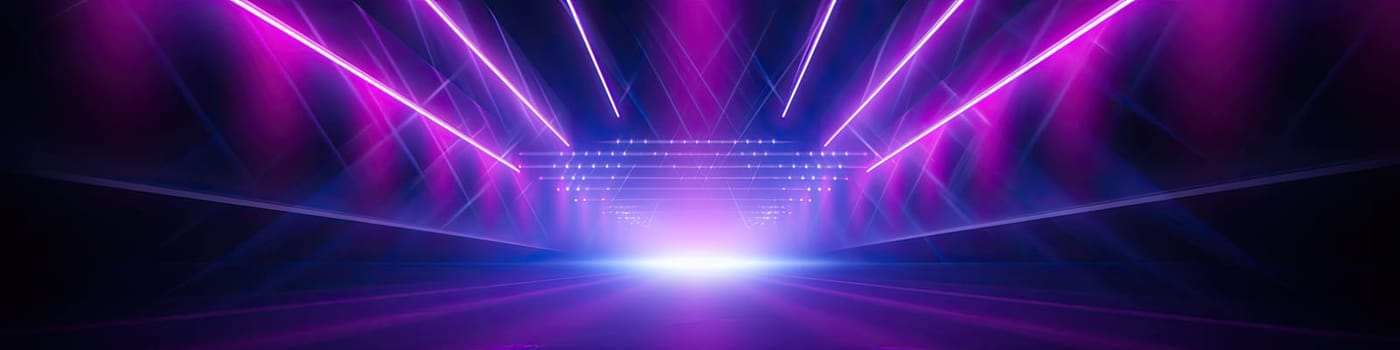 The dark stage show empty dark blue purple pink background with neon light, clear stand