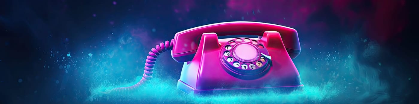 Telephone isolated on a blue and purple glowing background