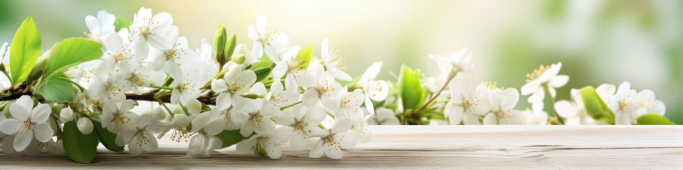 Spring background with a white blossoms, flooring concept