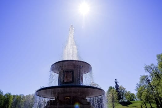 Roman fountain in lower park of Peterhof