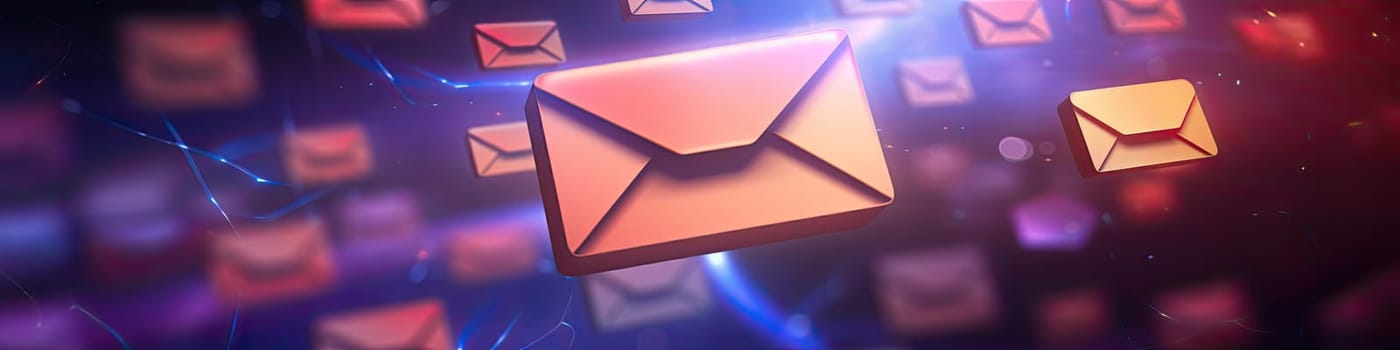 E-mail icon on the dark blue glowing background as a banner