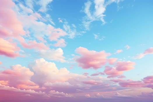 Pink clouds on the blue sky.