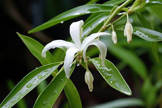 Vanilla flower grows in the wild.