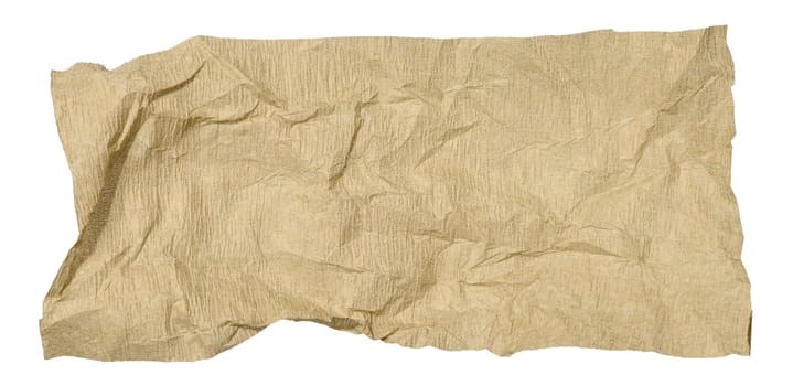 Crumpled piece of brown paper on isolated background