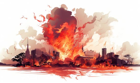Destruction and Fire in the City: A Sky of Disaster.
